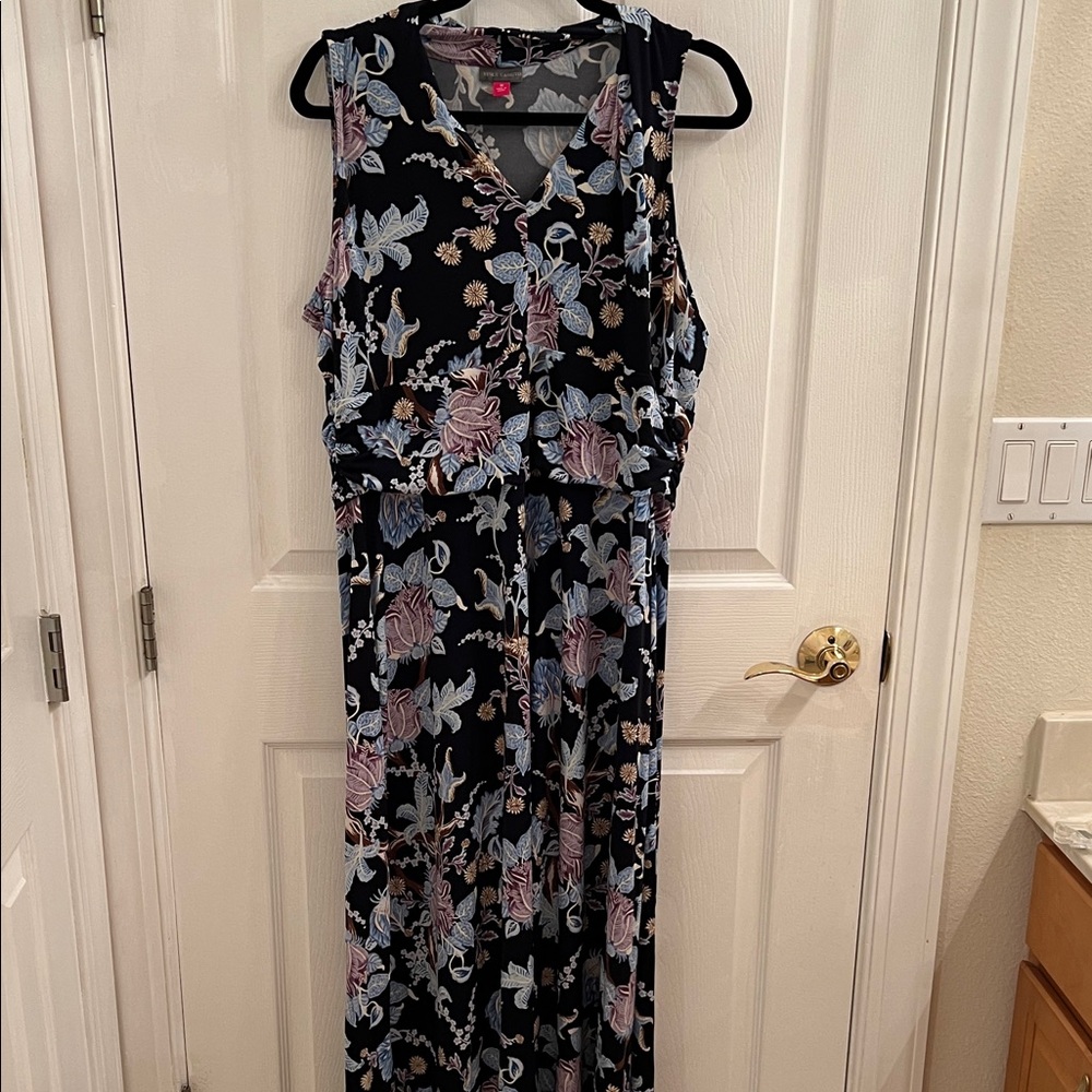 Vince Camuto Black Maxi Dress with Floral Design